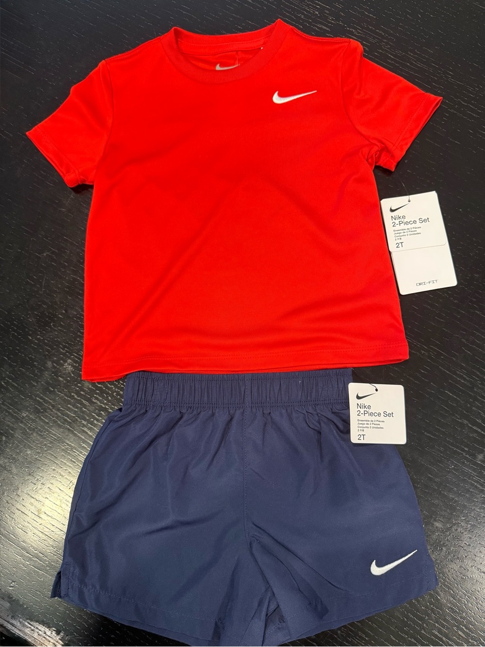 Nike Kids Red Tee with Navy Athletic Shorts Set